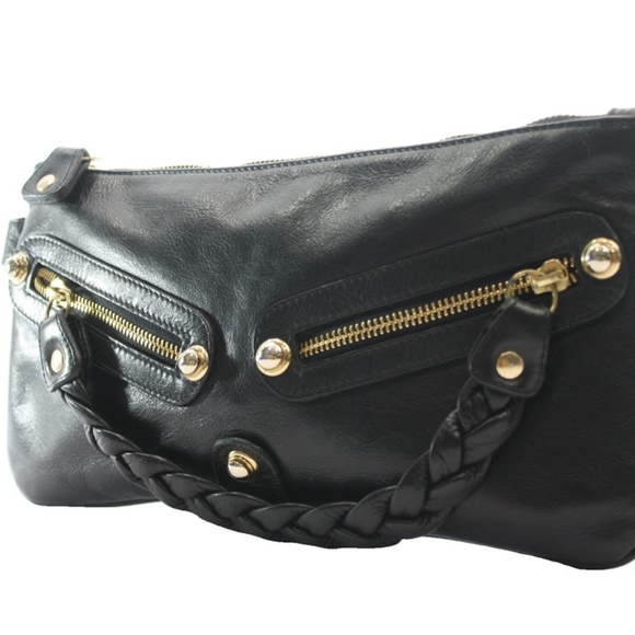 ALEYA NEW YORK BLACK LEATHER CLUTCH - Picture 2 of 6